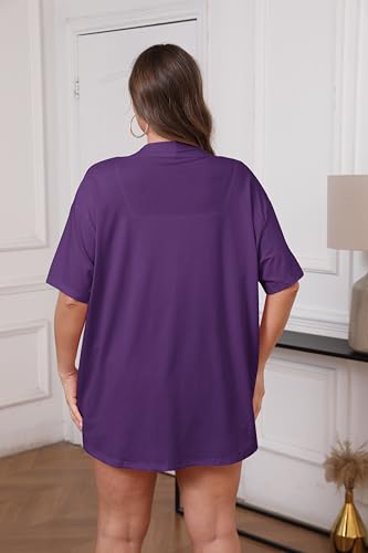 Image of IN'VOLAND Women Plus Size Lightweight Cardigan Short Sleeve Open Front Casual Summer Kimonos Cardigans with Pockets