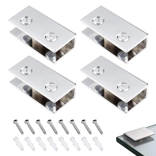 Nevoluxer 4 Piezas Soporte Balda Cristal de Acero Inoxidable, Soporte Estante Cristal para Vidrio/Espejo de 8-10 mm