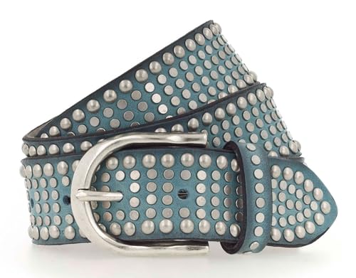 Riva Nietengürtel Leder petrol 100 cm