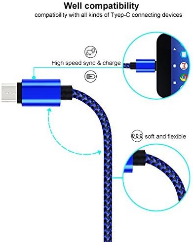 10 Ft USB C Cable, 3 Pack Heavy Duty Braided USB Type C Fast Charging Cables for Samsung Galaxy S21 S20 S10 Note 20 10 9, iPad Pro Air Mini, Surface Pro Go, LG Moto Oneplus