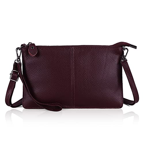 Image of befen Genuine Leather Wristlet Clutch Wallet Purses Small Crossbody Bags for Women with RFID Blocking Card Slots