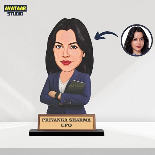 Image of Personalized Workaholic Girl Caricature Gift Custom Office Desk Avatar Birthday Gift for Wife Girlfriend Sister Friend Unique Corporate Gift for Women (Corporate Lady, 7 Inches)