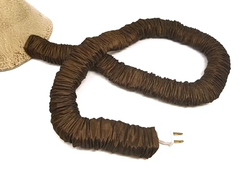 Image of DK Brown COVEREase Cord Cover 9 ft Faux Silk Fabric Lamp Cord Cover - Cable Sleeve, Wire Cover, Cord Hider for Cable Management for Electrical Lighting Fixtures (Dk Chocolate 2 Pack)