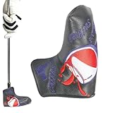 Schlägerkopfhüllen Für Eisen Schlägerhauben Golf Langer Hals Mit Mit Magnetverschluss, Putter Headcover PU-Leder - Skull Head Golf Blade Putter Cover