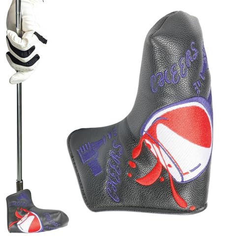 Housses de tête de club de golf en fer - Long cou avec fermeture magnétique - En cuir synthétique - Tête de mort - Housse de putter de golf