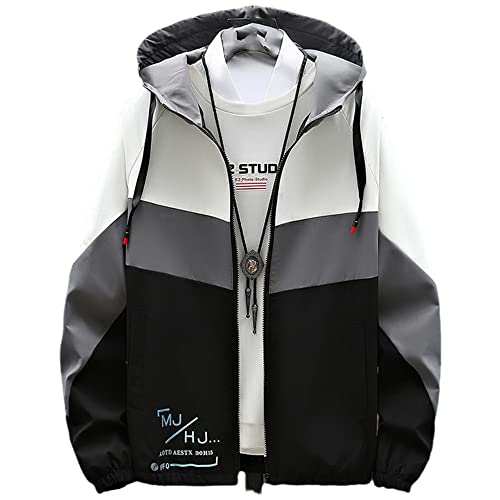 Sale Men's Patchwork Hooded Jacket Oversize Thin Boys' Clothing Male Autumn Outdoor