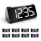 Alarm Clock for Bedrooms with Night Light, Large LED Display Big Number Digital Alarm Clock with 7 Color Night Light, Dual Alarm, Dimmer, USB Charger, Bedside Clock for Kids, Adults and Seniors