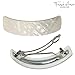 French Amie Curved Large 3 ¾” Handmade Celluloid Automatic Volume Hair Clip Barrette (Frost White)