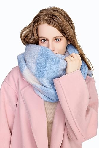 Yatemiole Women's Cashmere Big Coloured Checked Scarf Winter Warm Wrap Scarf2