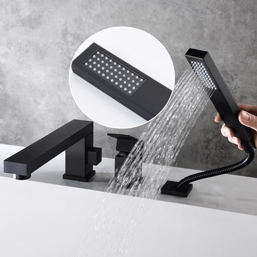 Robinet de baignoire en laiton avec inverseur fluide et douche à main - 5
