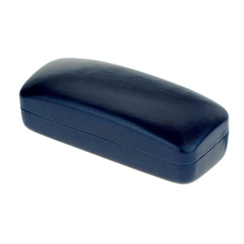 SA106 Classic Leather Rectangular Clam Shell Eyewear Case Blue
