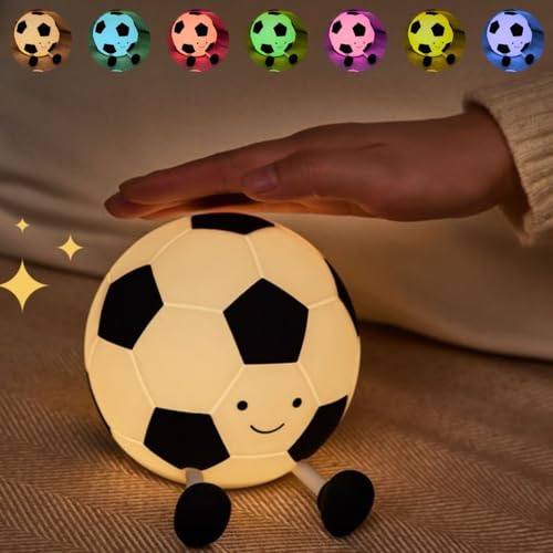 One94Store Football Shape Silicone Electronic Toy for Kids, 7 Color Changing Squishy Soft Touch USB 1200mAh Rechargeable Toy, Light-Up Football Kids Electronic Toy for Bedroom, Nursery & Home Decor