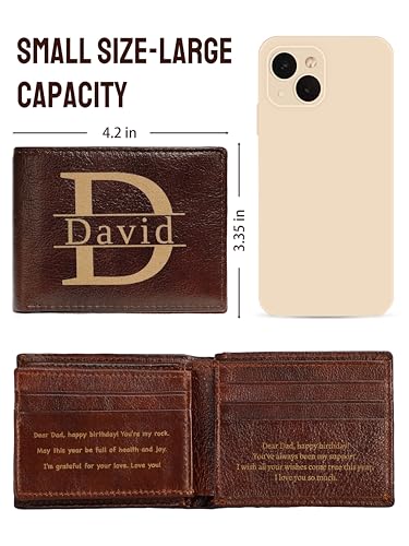 Custom Wallet for Men, Mens Personalized Wallet, Engraved Leather Wallet with Initials | RFID Secure Slim Bifold | Gifts for Groomsmen, Dad, Boyfriend4