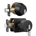 Goldenwarm Matte Black Exterior Door Knob with Deadbolt, Front Door Knob with Lock and Key Unique 1 Pack Set