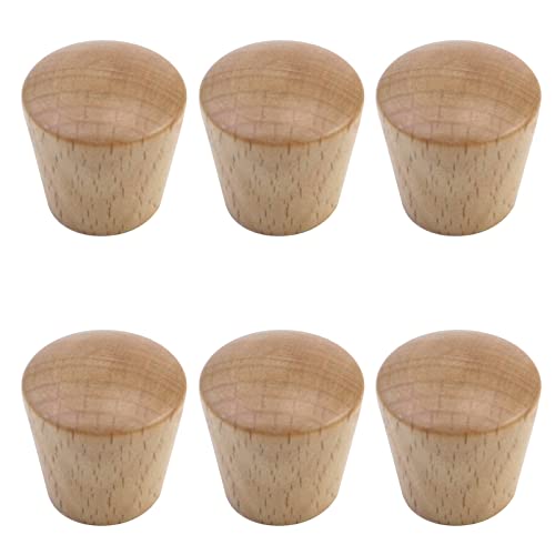 Savagrow 6pcs Wood Cabinet Knobs Cone Shape Beech Wood Drawer Cupboard Knobs, 0.87' x 0.87'