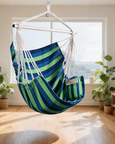 Image of Lulladle Hammock Chair Hanging Rope Swing - Hammock Chair Bedrooms - Swing Chair Indoor - Hanging Chair Outdoor - Max Weight 500 Lbs