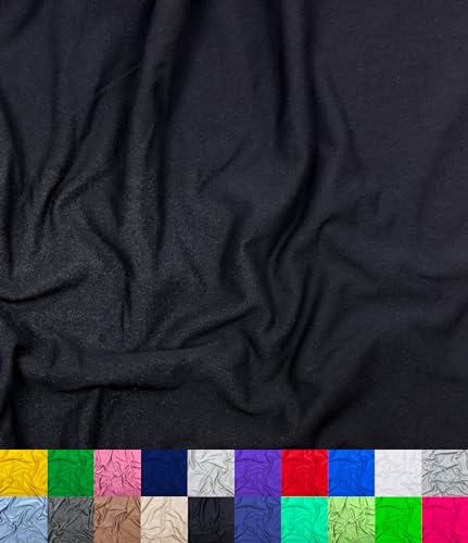 Barcelonetta | Cotton Spandex Fabric | By The Yard | Stretchy, Breathable, Lightweight Cotton Fabric | 60' Wide Roll | Sewing | 95% Cotton, 5% Spandex (Black, 1 Yard)