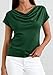 PRETTYGARDEN Blouses for Women Dressy Casual 2026 Summer Cowl Neck Short Sleeve Tops Spring Work Office Teacher Shirts (Green,Medium)