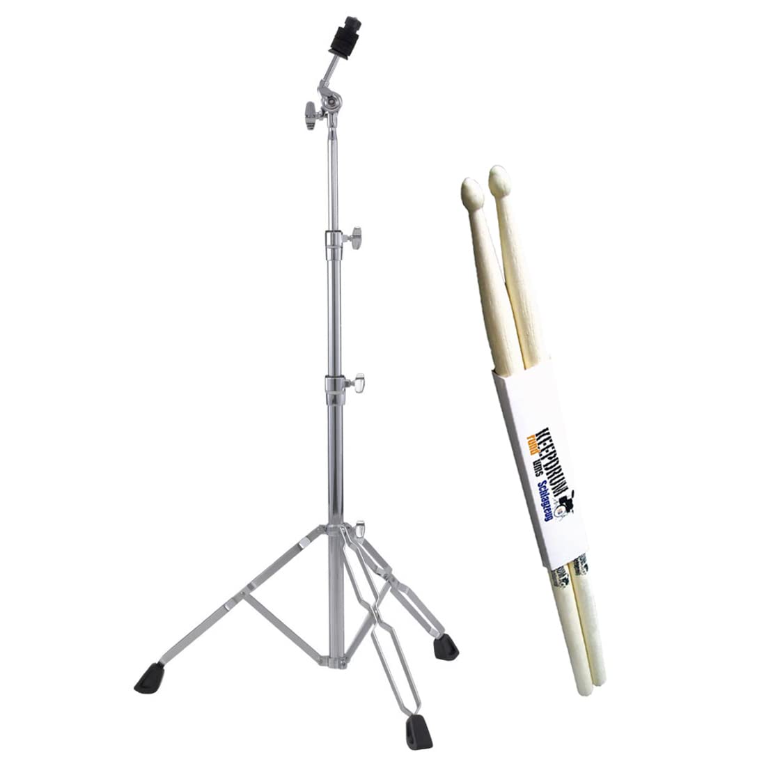 Pearl C-830 Support de cymbale double droite + baguettes Keepdrum