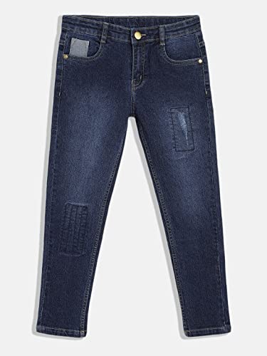 Image of Urbano Juniors Boy's Blue Slim Fit Washed Denim Jeans Stretch