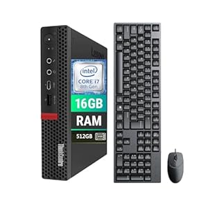 Lenovo ThinkCentre M720q Mini PC de escritorio, Intel 8ª generación Core i7-8700T 2.4GHz, 16GB RAM, 512GB SSD, HDMI, DisplayPort, WiFi, BT, soporte para monitor 4K – Windows 11 Pro (renovado)