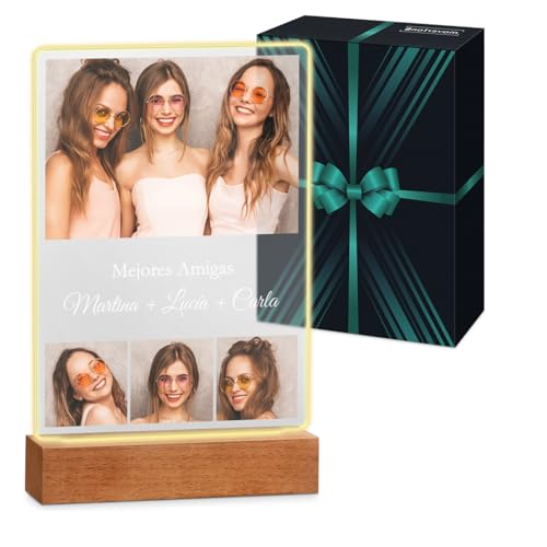 Maverton 3D Cuadro Personalizado con Foto y Texto - Luz LED Lampara de Mesita de Noche - San Valentin Boda Aniversario Pareja, Hombre y Mujer, Dia Del Padre Regalos - 21 x 30 cm o 15 x 22 cm, USB-A