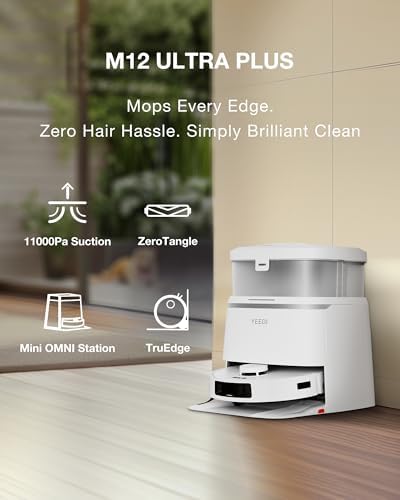 M12 Ultra Plus, Белый, 11800 Па, 4 пылесборника, автоматическая мойка и сушка швабры