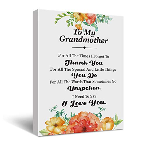 Lienzo decorativo para pared con texto en inglés «To My Grandmother I Love You», regalo para el día de la madre, cumpleaños, Navidad, caballete y gancho para colgar, 11.5 x 15 pulgadas