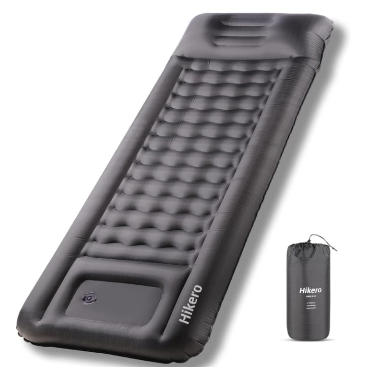 Camping Sleeping Pad, Ultra Thickness 6 Inch Inflatable Sleeping Mat with Built-in Foot Pump, Ultralight Camping Mattress for Backpacking, Hiking, Tent (Grey)