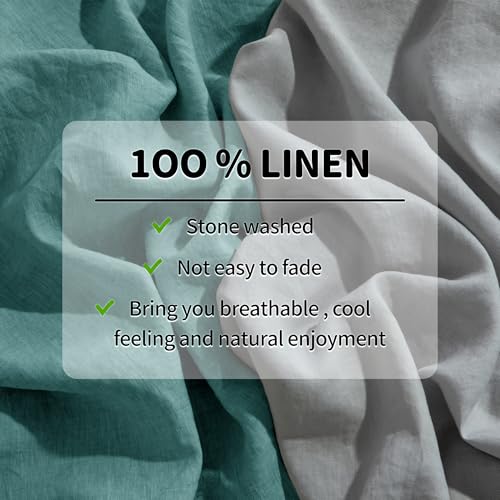 Image of LBRO2M 100% French Pure Linen Sheet Set 4Pcs, 16 inch Deep Pocket Full Size