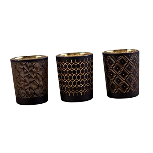 Garvalon 3Pcs Candlestick Taper Candle Holders Romantic Candles Glass Taper Candle Holder Glass Flower Pot Gold Pineapple Decor Ornament Holders Candle Holders For Table Halloween Glass #TOP15