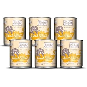 MjAMjAM – Nourriture humide premium pour chiens – Bien-être – Peau & Pelage – Poulet, paquet de 6 (6x800g), sans céréales