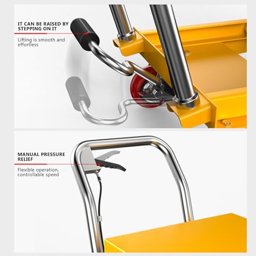 Carrello elevatore idraulico da 350 libbre, design a doppia forbice con 4 ruote, Transpallet per la movimentazione dei materiali e il trasporto, carrello elevatore pesante