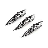 Gothic Full Finger Armour Bendable Knuckle Joint Ring Punk Finger Claw Hand Paw Ring for Women Men Costume Cosplay Party Jewelry (G 3Pcs black2)