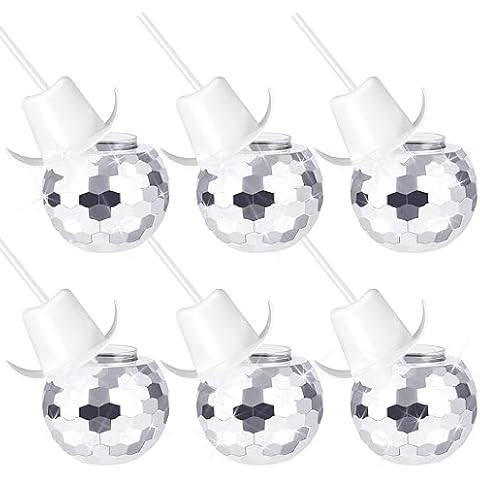 6 PCS Retro Disco Ball Cups with Straws Cover