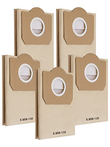 5 bolsas de filtro de papel para Kärcher 6.959-130.0, WD3 bolsas de papel para aspiradoras WD3 1629 MV3 Premium A2201/2204/2251/2504/2554/2604 Cover