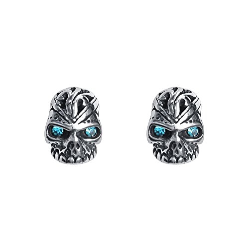 Cubic Zirconia Skull Stud Earrings Surgical Steel Punk Halloween Stud Earrings For Women Men #TOP10
