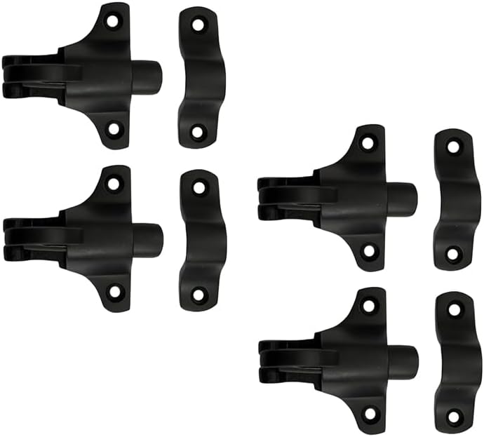 Adonai Hardware Brass Window Catcher (4, Black Powder Coated)