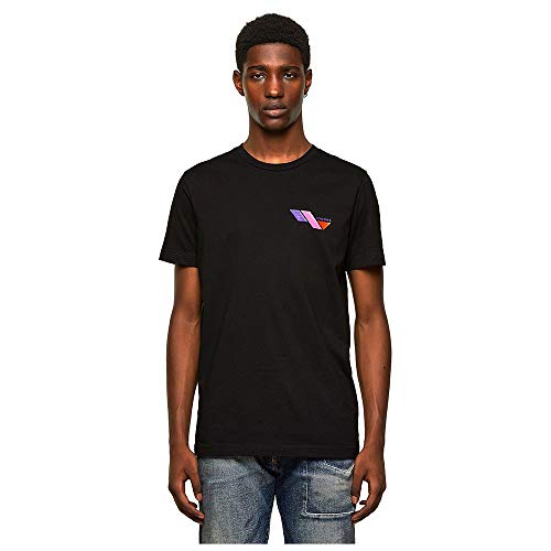 (ディーゼル) DIESEL メンズ Tシャツ ロゴ プリント 半袖 クルーネック スリムフィット A016940AAXJ XXL ブラック 9XX