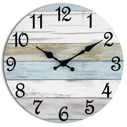 Image of CHYLIN Wall Clock Non-Ticking Battery Operated Silent Rustic Coastal