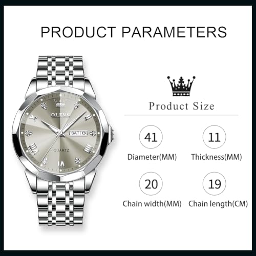 Image of OLEVS Watch for Man Analog Quartz Dress Diamond Business Stainless Steel Watches Waterproof Luminous Date Luxury Wrist Watches | Original Import Dress Gift,Diamond,Easy to Read Chronograph women's Watch