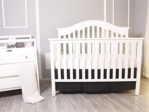 Belsden Black Crib Skirt With Durable Woven Platform, Both Long Sides Pleated, Split Corners Dust Ruffle For Easy Placement On Bed Board Frame, 14 Inches (36Cm) Length Drop, Black Color #TOP2