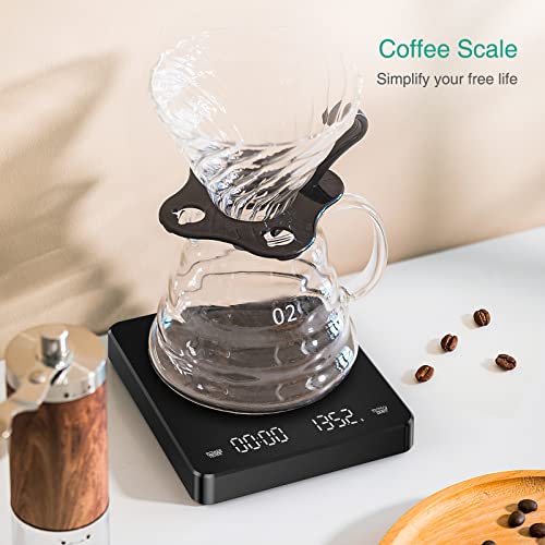 Oria Digital Coffee Scale With Timer, Rechargeable Espresso Scale, 3Kg/0.1G Mini Coffee Scale Drip Espresso Scale, Food Scale With 3 Units, Tare Function, Auto Off, Measures In G/Oz/Ml #TOP6