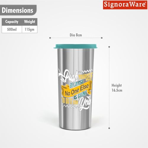 Image of SignoraWare Jumbo Stainless Steel Tumbler | Airtight & Leakproof | Durable & Eco-Friendly | Ideal for Office, Gym, Travel & Daily Use | Great for Outdoor Activities (500ml | Green)