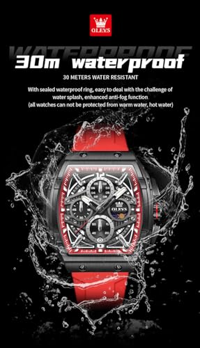 Image of OLEVS Men Watches Business Dress Chronograph Big Square Quartz Analog Male Watch Silicone Strap Waterproof Date Gift Mens Wrsit Watch Silver