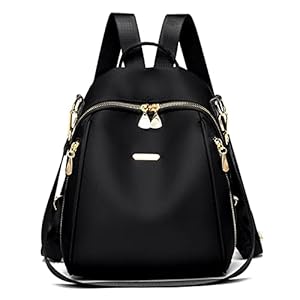 Damen Rucksack Klein, Diebstahlsicherer Taschen Handtasche Schultertasche, Mädchen Rucksackhandtaschen City Elegant Frauen Canvas Sicherheitsrucksack, Schwarz Damenrucksack mit Vielen Fächern