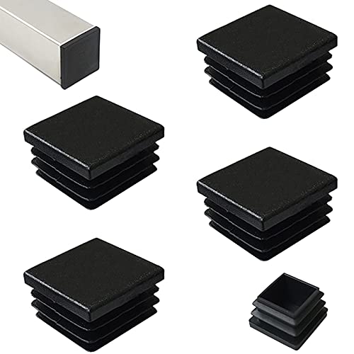 HJYZY 100 x 100mm Square Plastic Plug Black Tubing Post End Cap Heavy Duty Tubing Post End Cap Tubing Post End Cap Chair Glide for Table Chair Shelf Insert Finishing Plug 4 pcs