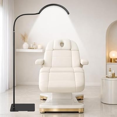 ebrlaxin Half Moon LED Floor Light for Eyelash Extensions, Nail Techs, Tattoo Artists, Beauty Treatments, Home Office Use, and Relaxed Reading – Dimmable Task Lamp with Adjustable Brightness