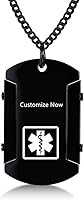 Vista 46 de Collar de identificación de alerta médica para hombres, grabado con láser, collar con colgante de etiqueta de acero inoxidable, identificación
