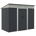 7 x 4 Metal Lean to Garden Shed Outdoor Storage with Double Sliding Doors Lockable Ventilated Durable Gallvanized Steel Tool Shed for Gardening Lawn Care Pool Supplies and Toys